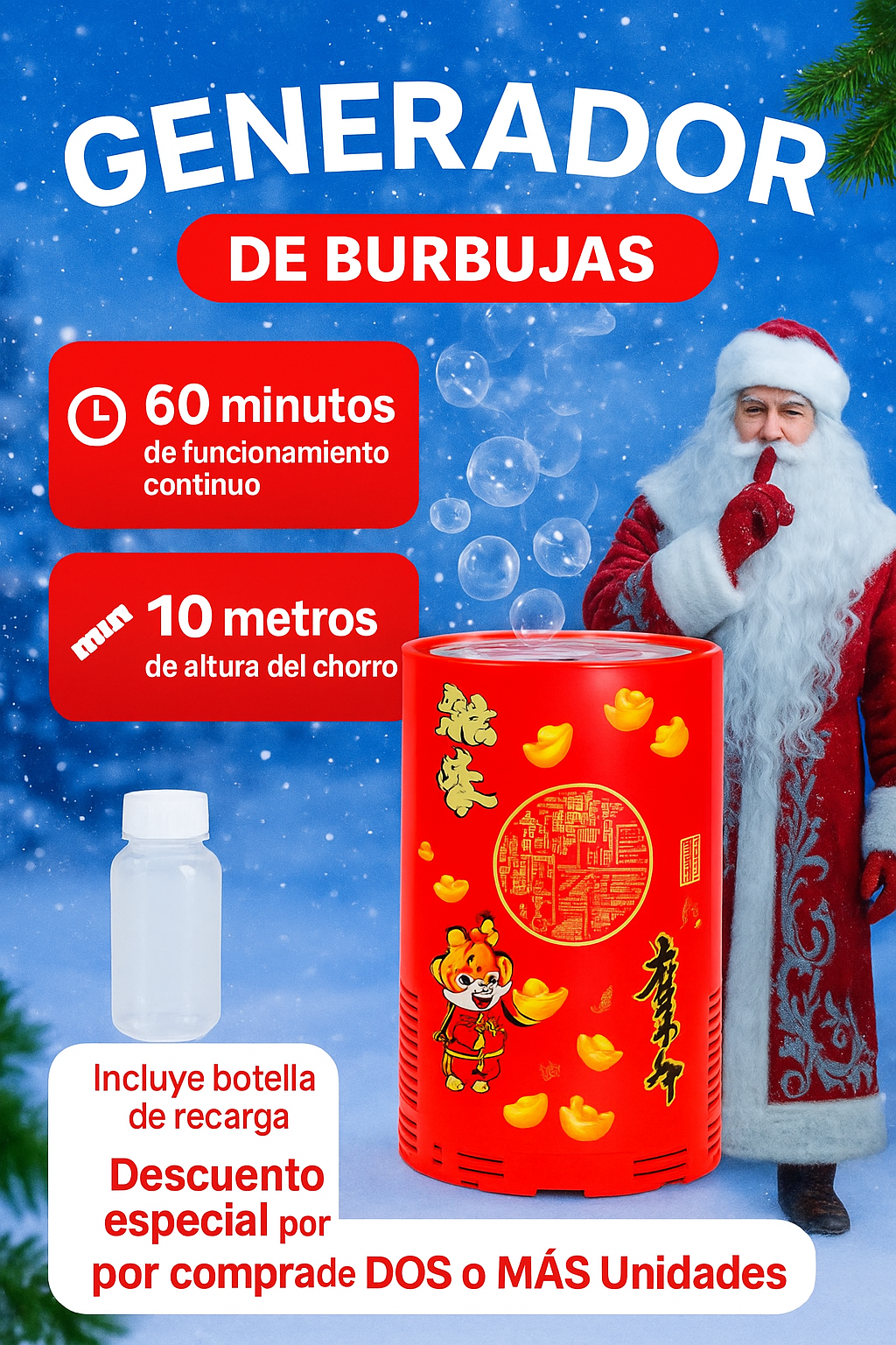 Generador de Burbujas LumiBubbles™ - Regálale ilusión, luces y sonrisas esta Navidad