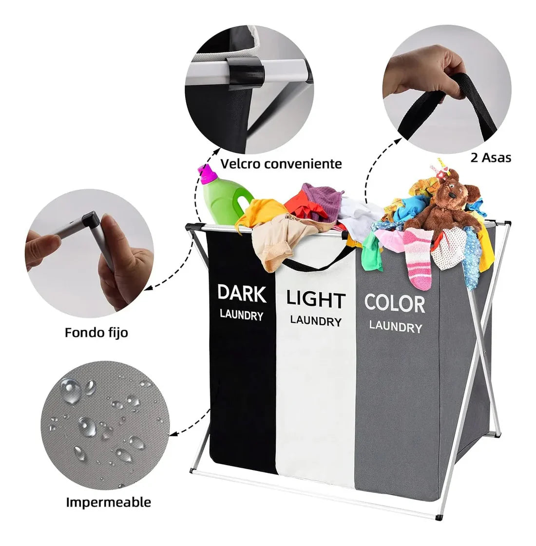 Cesta Plegable Para Ropa Sucia Multifunción 3 EN 1