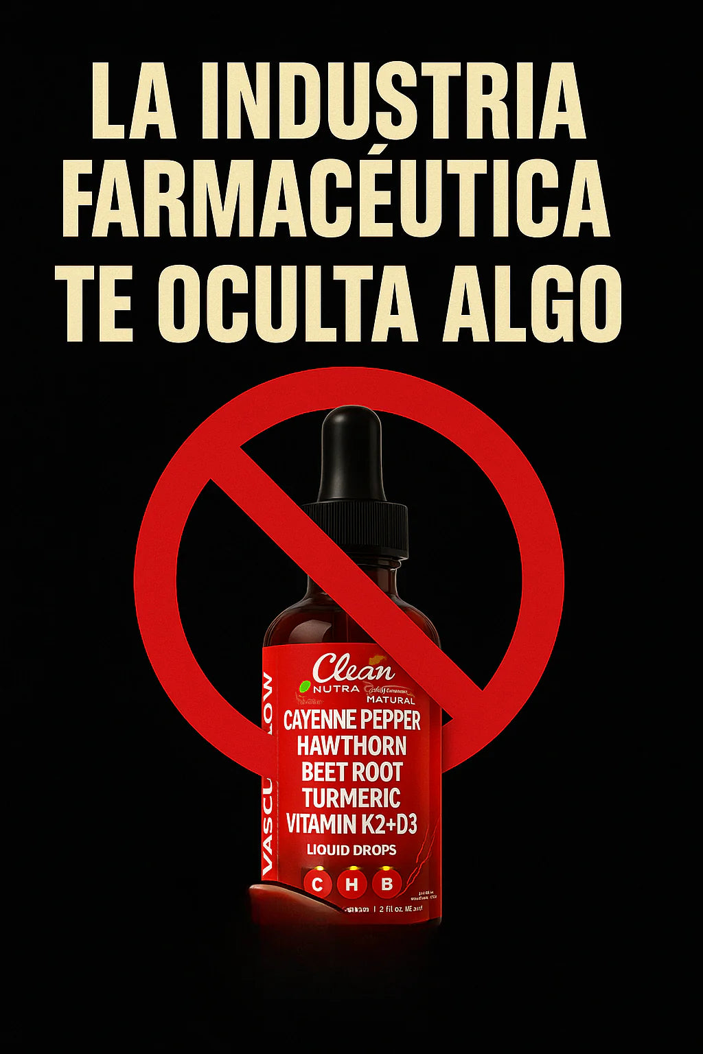 Clean Nutra - Vasco Flow™ GOTAS DE PIMIENTA DE CAYENA + BAYAS DE ESPINO, VITAMINA D3 K2 2X1
